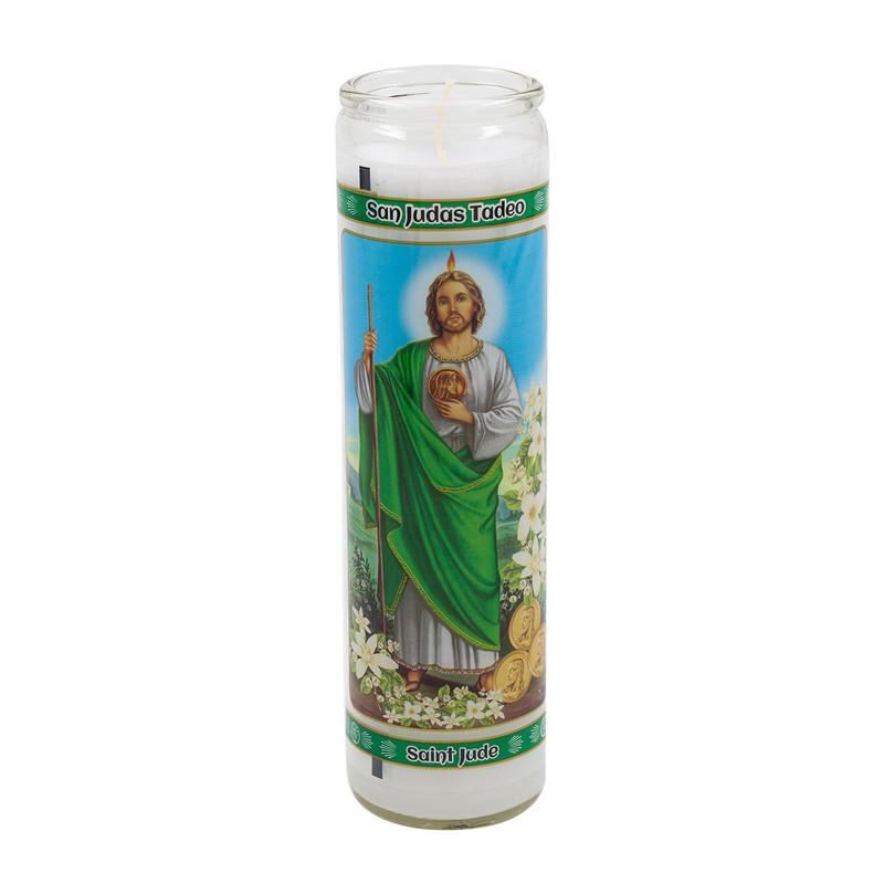 San Judas Tadeo Candle- 8"- White image