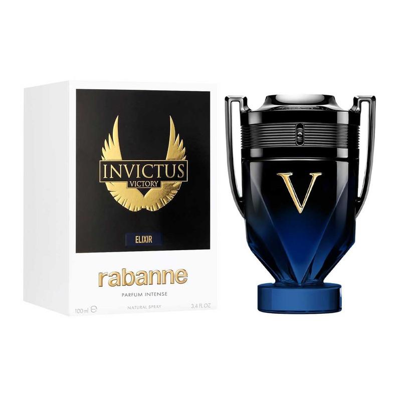 Rabanne Invictus Victory Elixir Parfum for Men - Long Lasting Intense Amber Woody Spicy Men's Perfume with Cardamom, Lavender & Vanilla - Trophy Bottle French Fragrance Spray, 3.4 oz