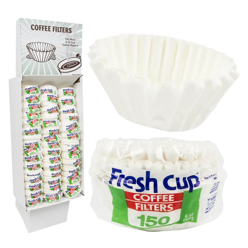 Fresh Cup Coffee Filters - 150 Count Bag - Fits Most 8-12 Cup Coffee Makers - PDQ Display