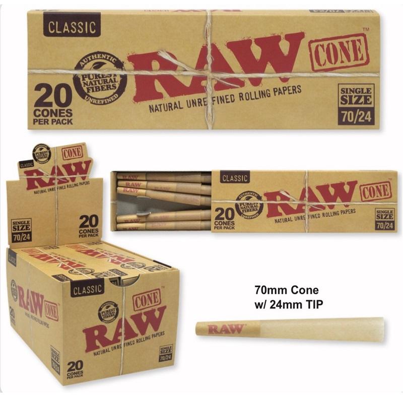 RAW® – Classic Pre-Rolled Cones 70mm/24mm 70/24 Size – 12 / Display image