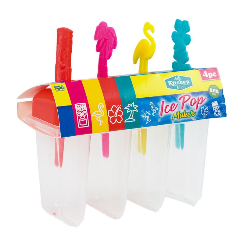 4pc Plastic Ice Pop Maker Mold- 4 Assorted Colors image