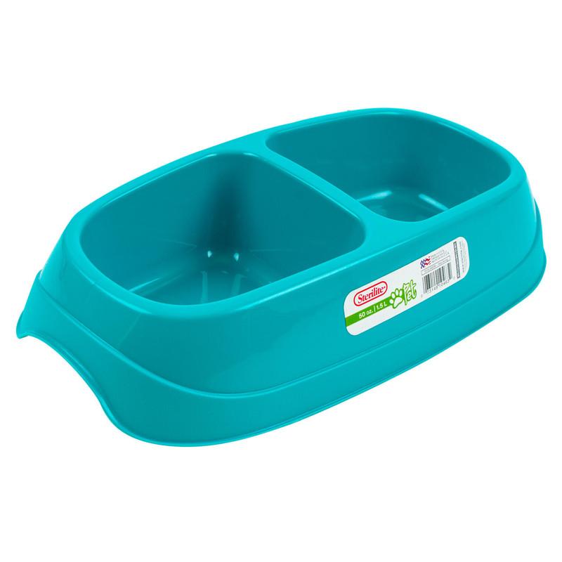 Sterilite Double Pet Dish- Turquoise image