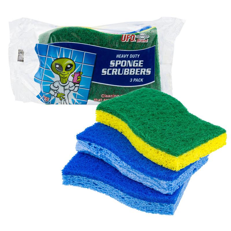 UFO Brand Cellulose Sponge Scrubbers - 3 Pack - Assorted Colors image