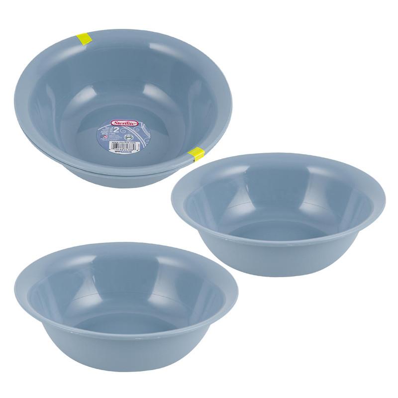 Sterilite Plastic Bowls Set of 2, 49oz, Washed Blue image