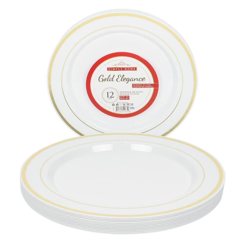 Simply Home Gold Elegance Plastic Dinner Plate Set, 12 Pieces image