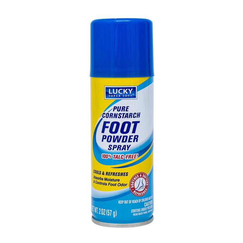 Lucky Super Soft Pure Cornstarch Foot Powder Spray - 0.2oz/57g - Absorbs Moisture & Controls Foot Odor image