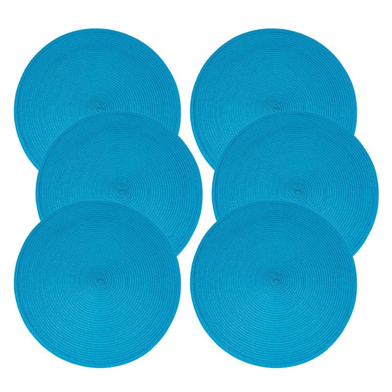 DII Classic Woven Indoor/Outdoor Placemat Set, 6 Pieces, Baja Blue image
