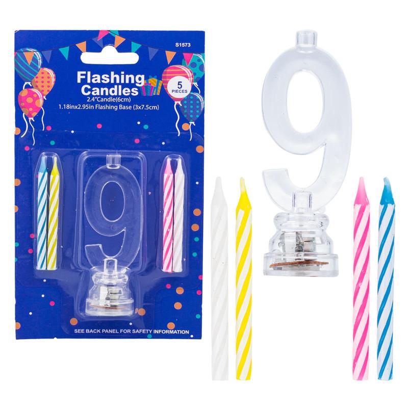 Flashing Candles 5-Piece Set, Number 9 image