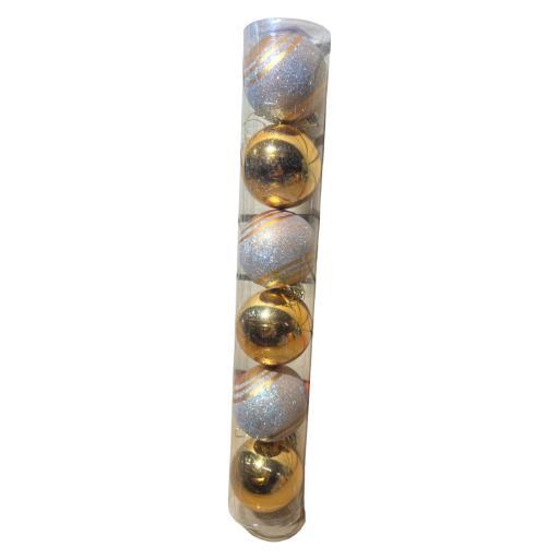 Christmas Balls Asst. 6 In Box Gold Silver