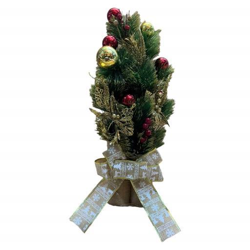 Tabletop Fully Decoraed Christmas Tree Asst. 2Gold Green Red image