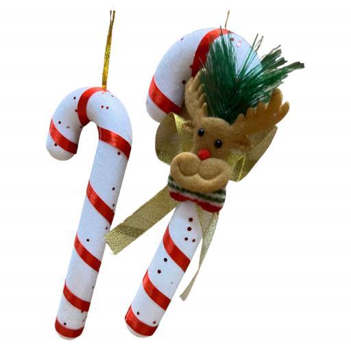 Christmas Candy Cane Large Asst 2 White Red Gold image