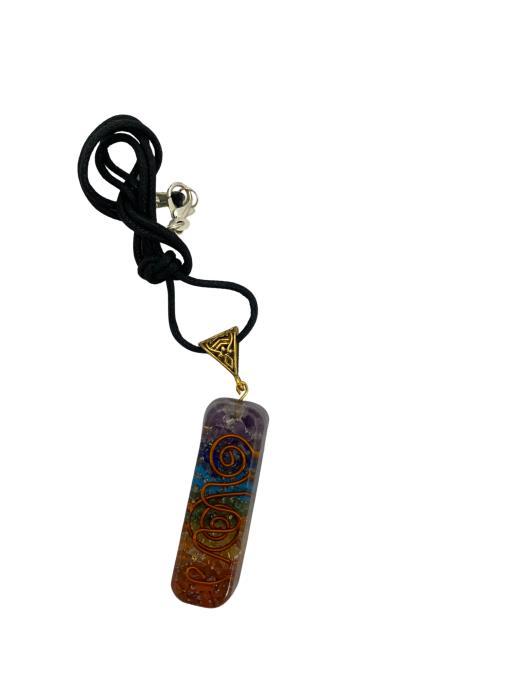 Seven Chakra Orgonite Pendant With Double Coil image