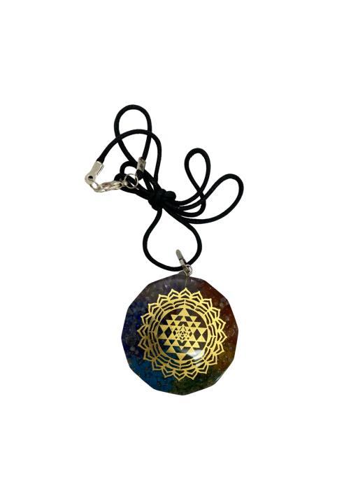 Seven Chakra Orgonite Pendant With Sri Yantra image
