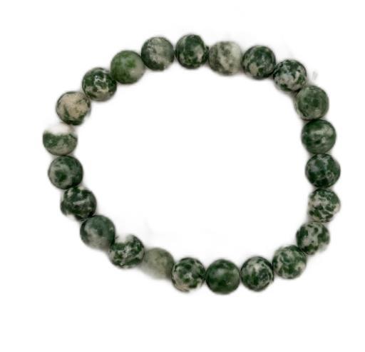 Tree Agate (Green Spotted Jasper) Bracelet Associated With Heart Chakra And Strengthens Immune Syste image