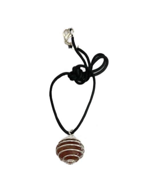 Agate Red Carnelian Stone Tumbled Wrapping Pendant With Cord