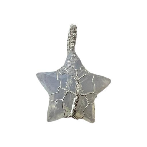 Opalite Star Shape Tree Of Life Wire Wrapped Pendant image