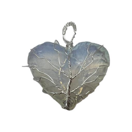 Opalite Heart Shape Tree Of Life Wire Wrapped Pendant image