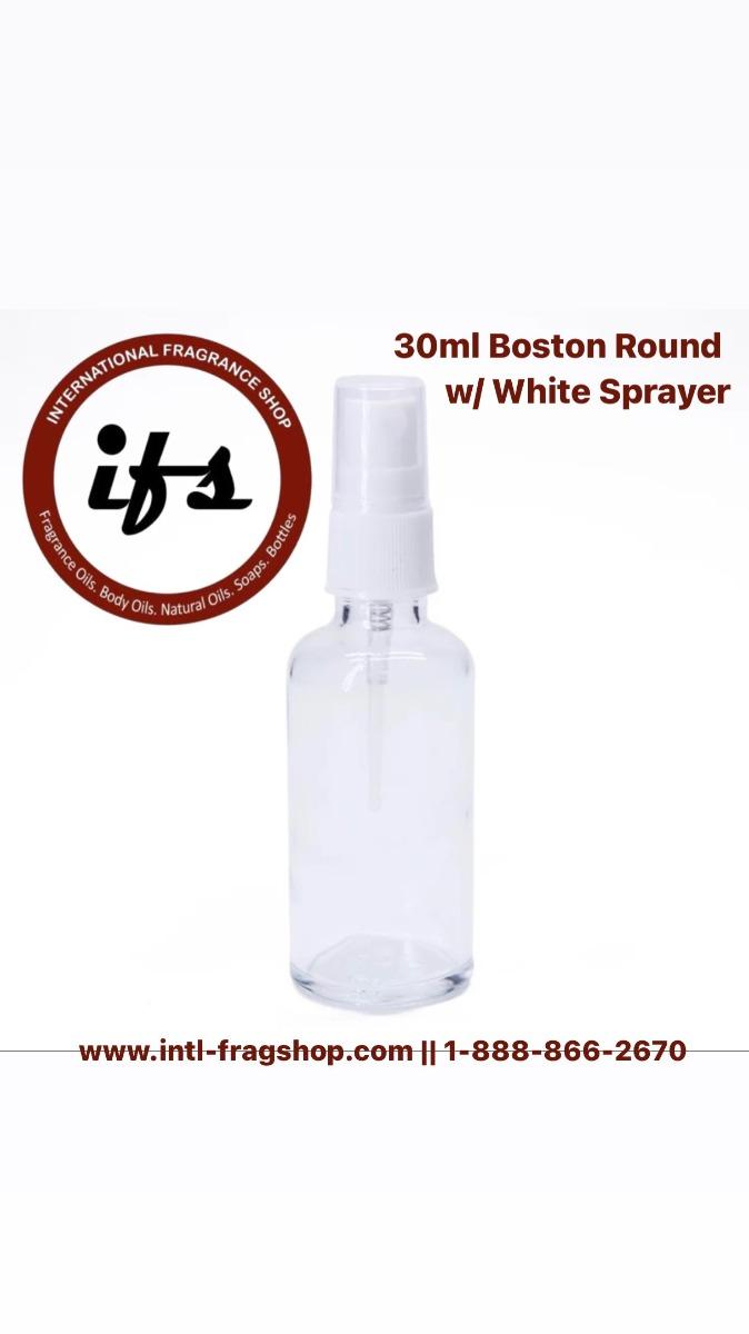 30 ml Boston Round Empty Glass Bottle with White Fine Mist Spray Pump 1 pc image