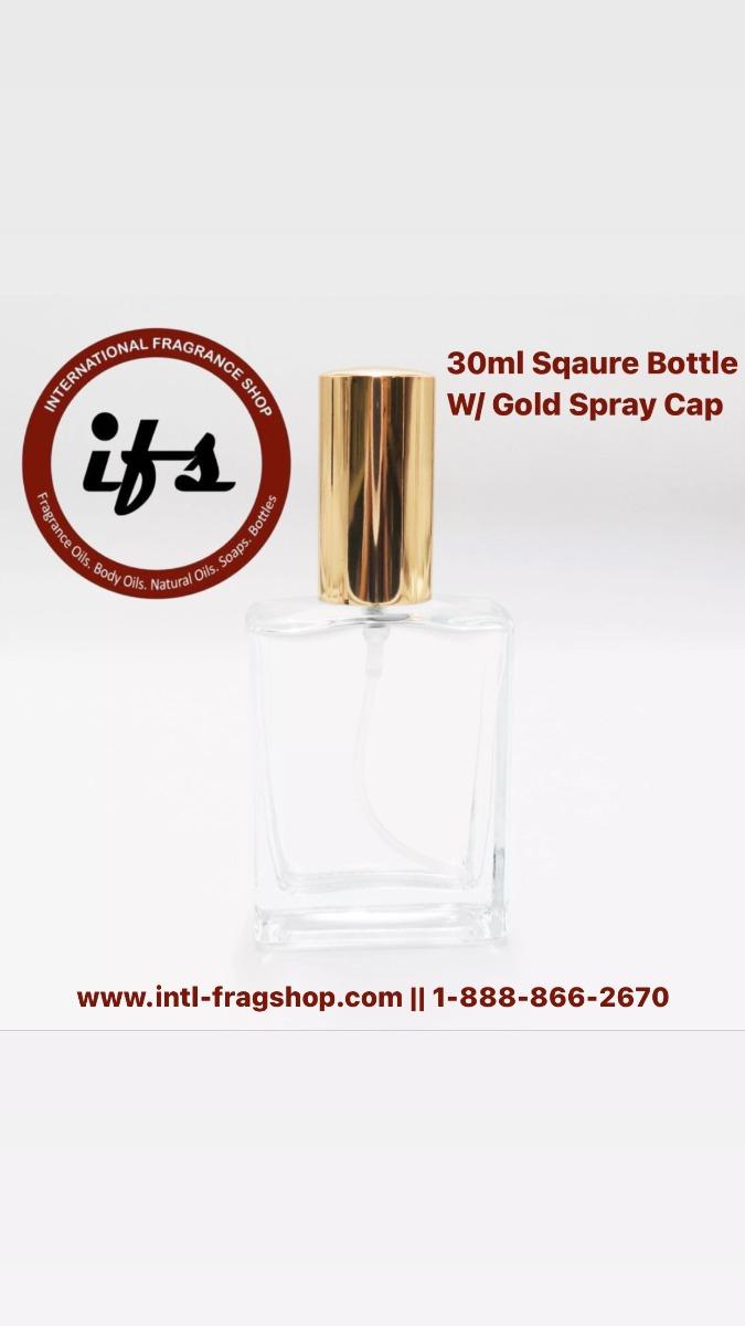 30ml Square Flat Empty Glass Perfume Bottle with Gold Fine Mist Spray Pumps 1 pc image