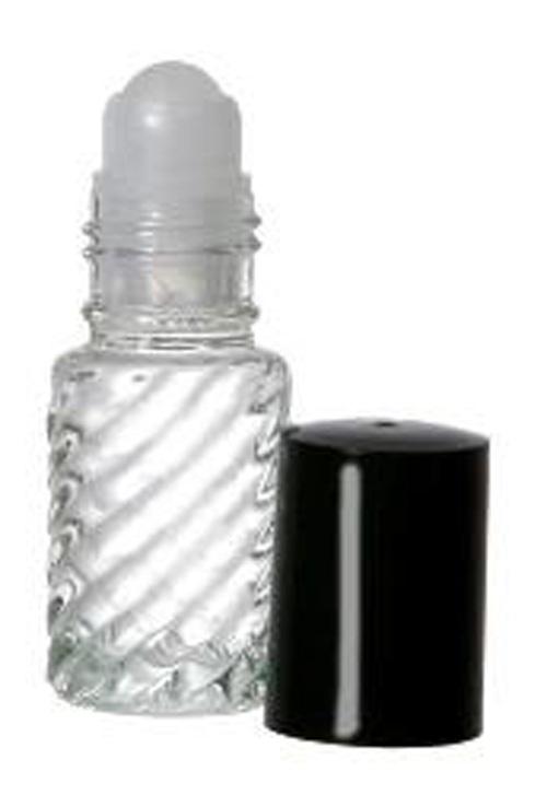 5 ml Roll on Swirl Glass Bottle With Housing Ball and White Caps 1 pc