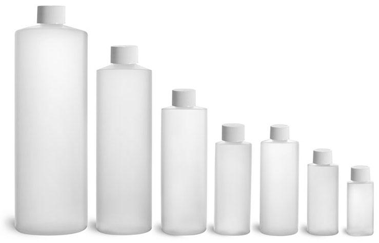 8oz Natural Hdpe Cylinder Bottle Flat Caps 1 pc