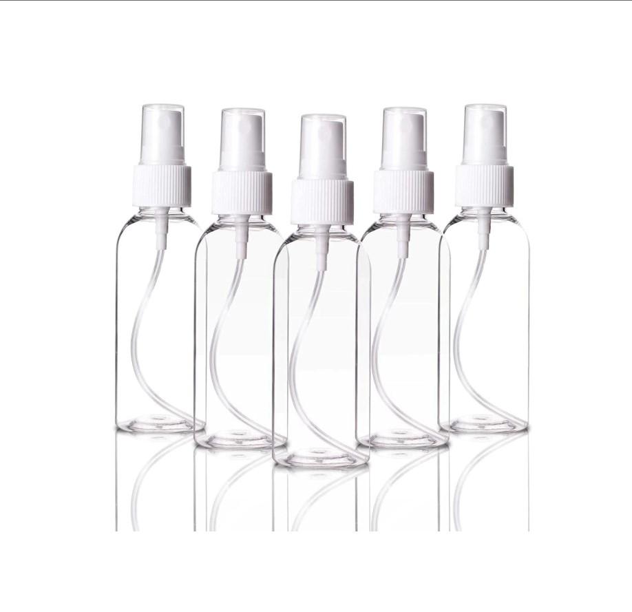 60 ML Boston Round Glass Clear Bottle W/ White Atomizer 1 pc image