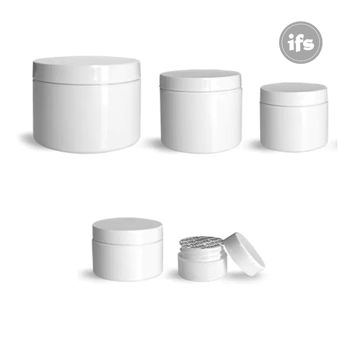 Plastic Jars, White Polypro Double Wall Jars w/ White Lined Caps (1 oz) image