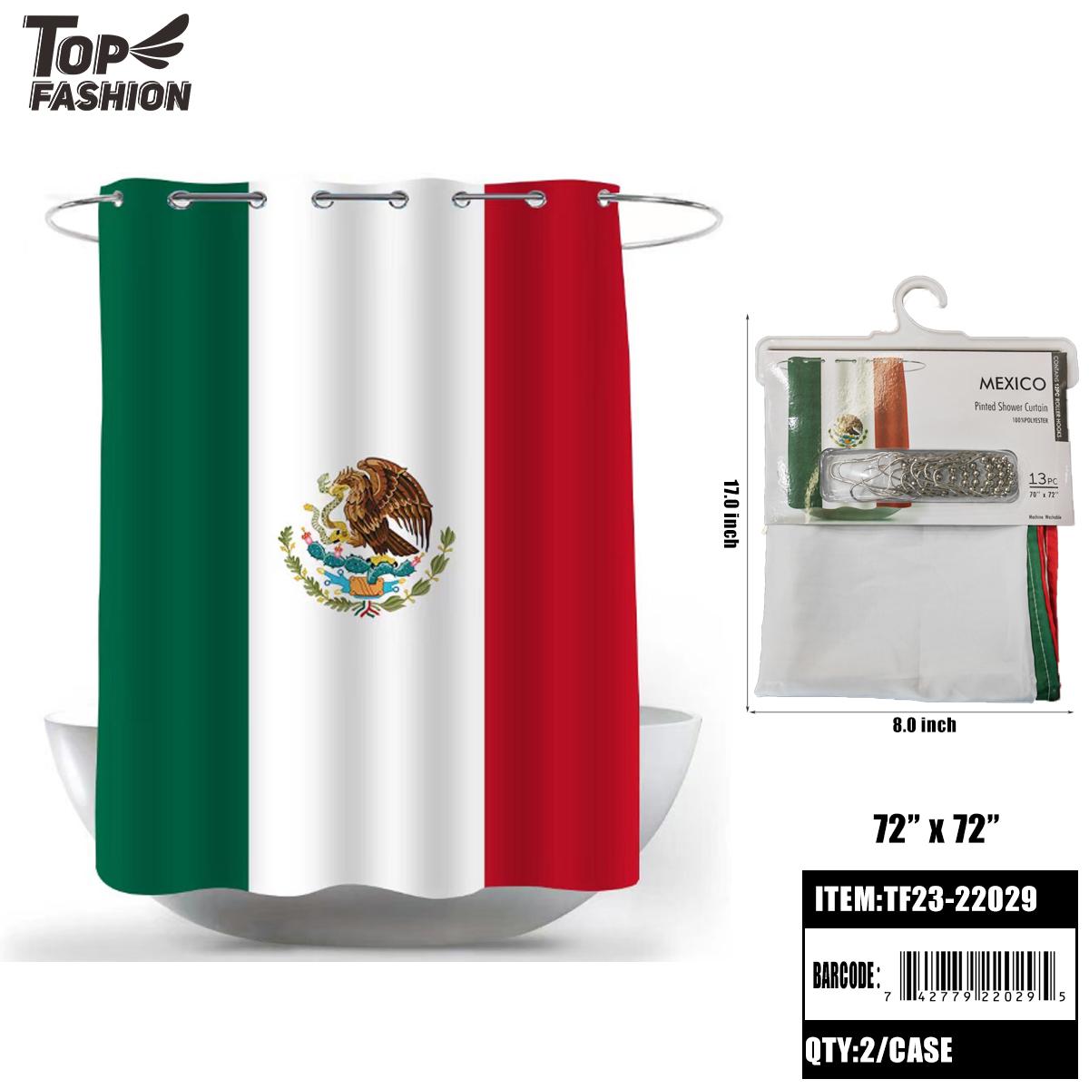 MEXICAN FLAG 12 IRON HOOK SHOWER CURTAIN 24PC/CS (TF23-22029) image