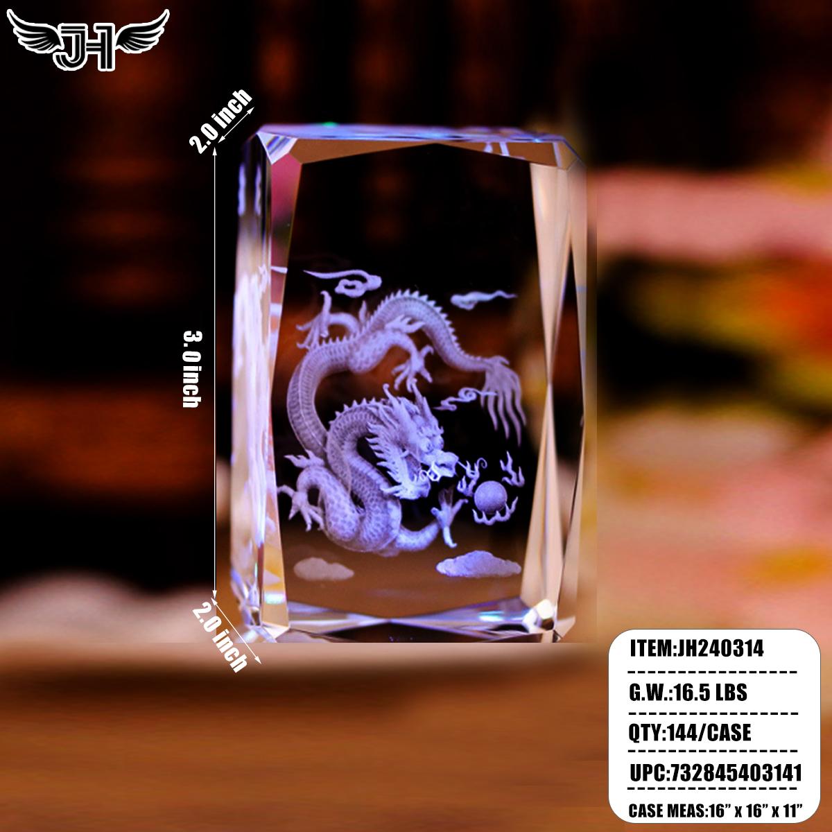CRYSTAL - 3"X2" 3D DRAGON 24PC/CS image