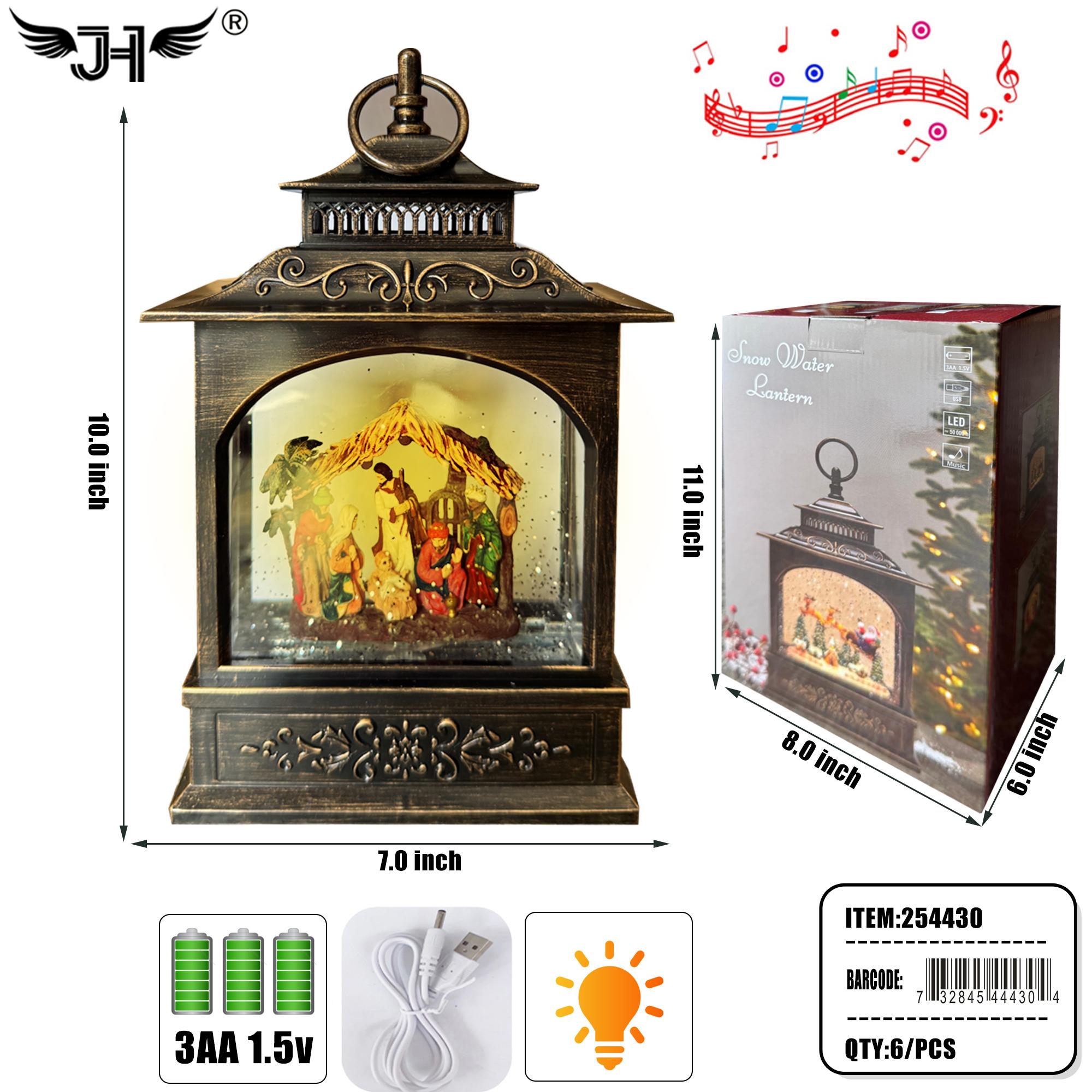 CHRISTMAS LANTERN - SNOW GLOBE NATIVITY L&M 6PC/CS image