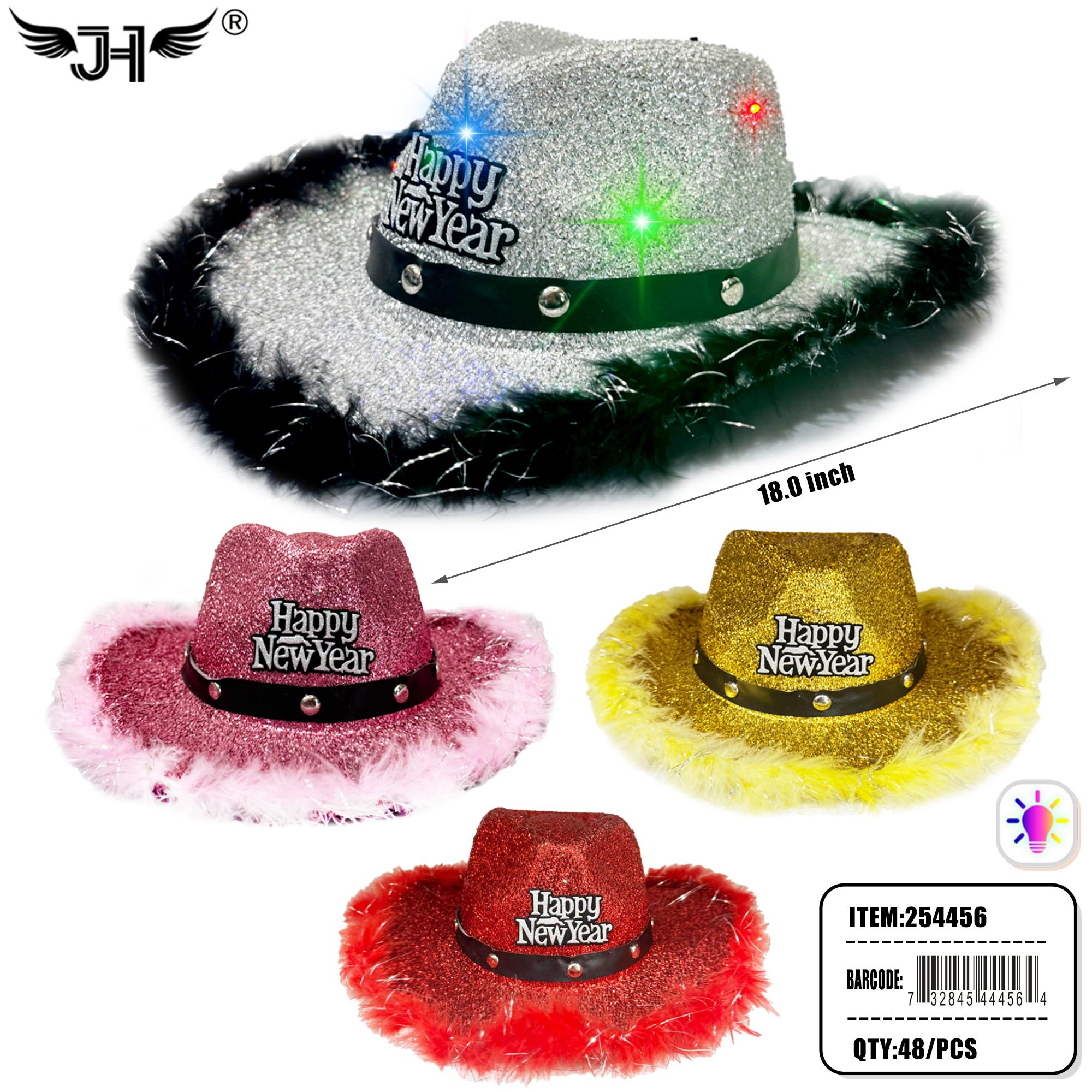 NEW YEAR HAT - LIGHT UP COWBOY 4 COLOR MIX 4DZ/CS image
