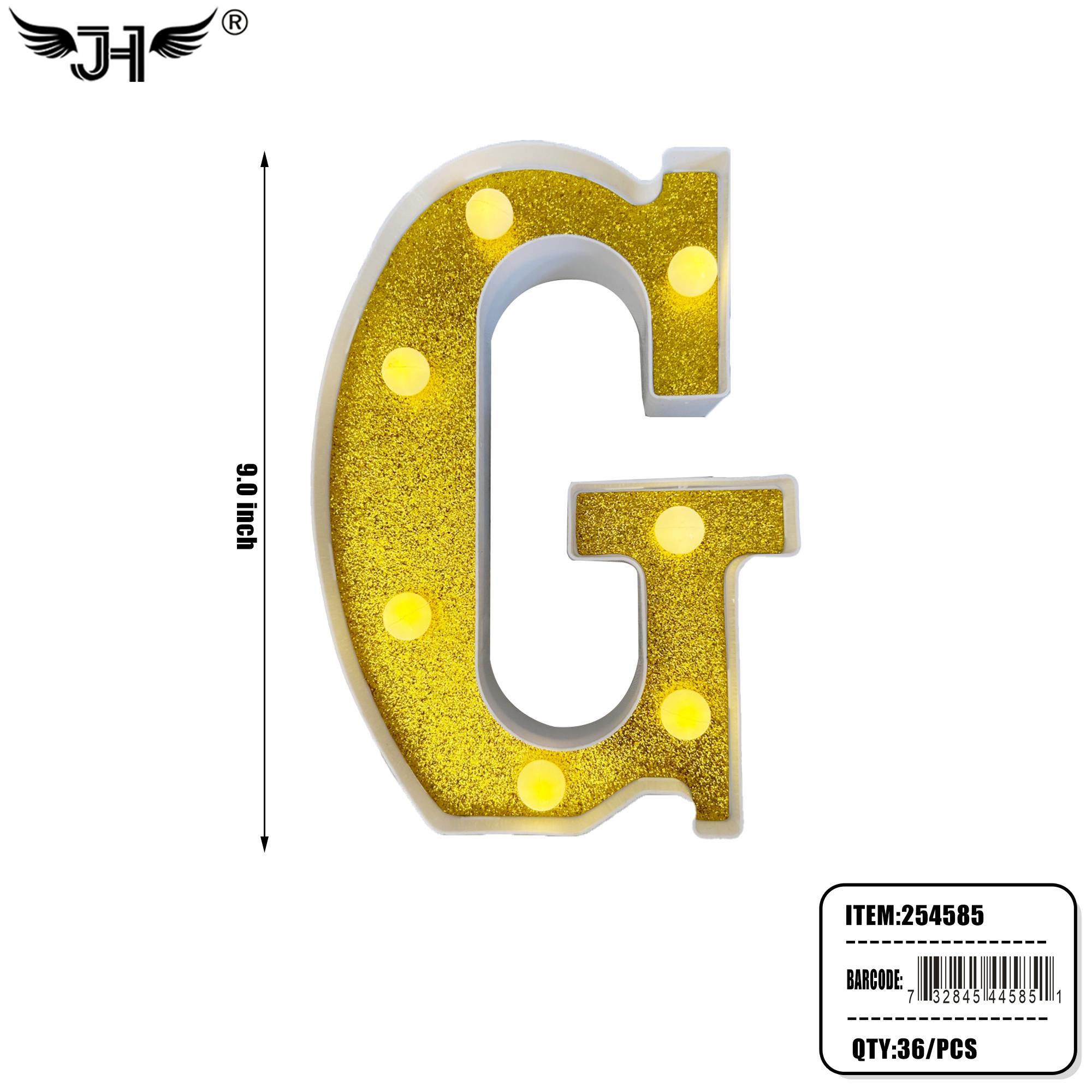 LETTER - G GLITTER LIGHT UP HANGING DECORATE (6PC/BG) 6BG/CS image