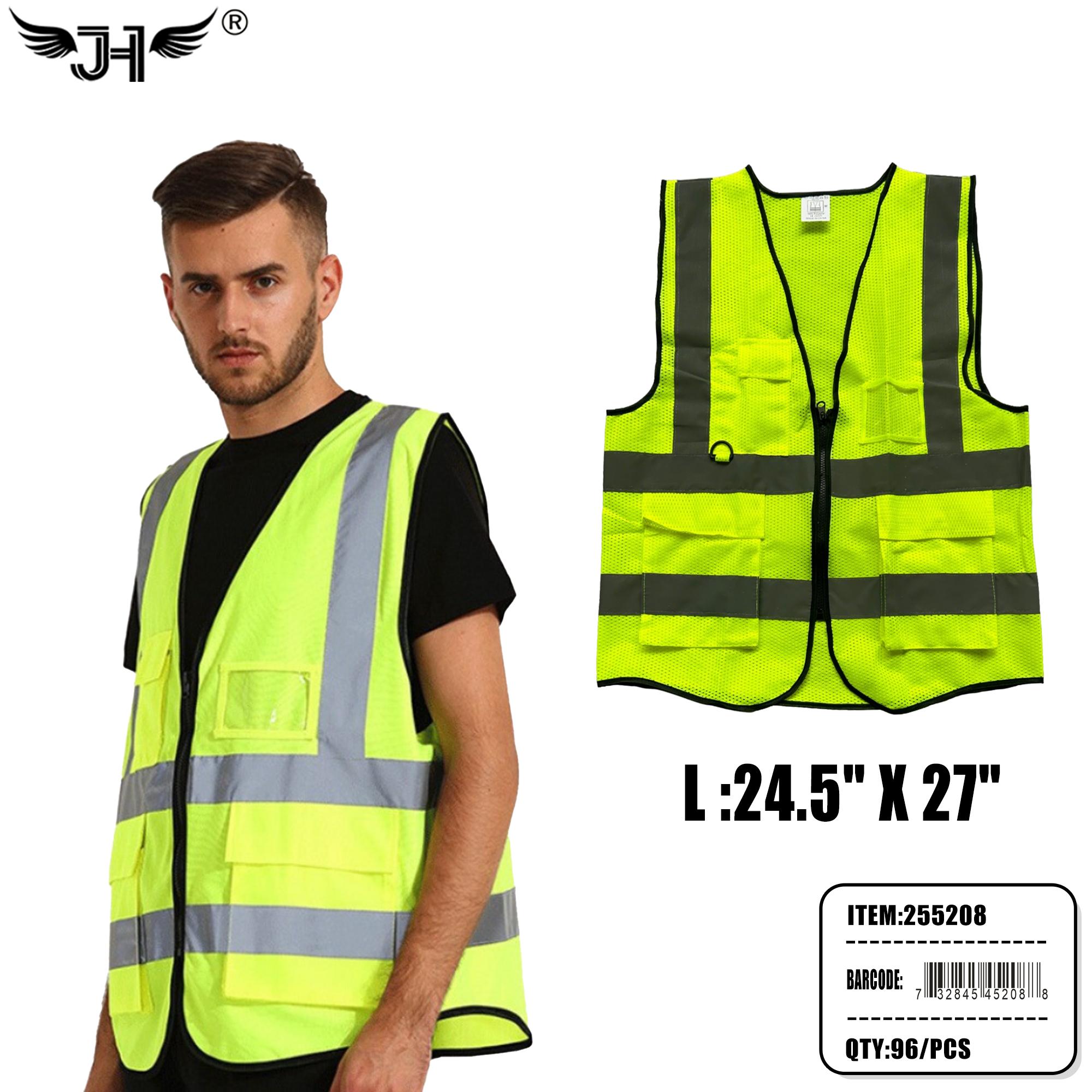 SAFETY VEST - L SIZE FLUORES YELLOW COLOR REFLECTIVE 8DZ/CS (255208) image