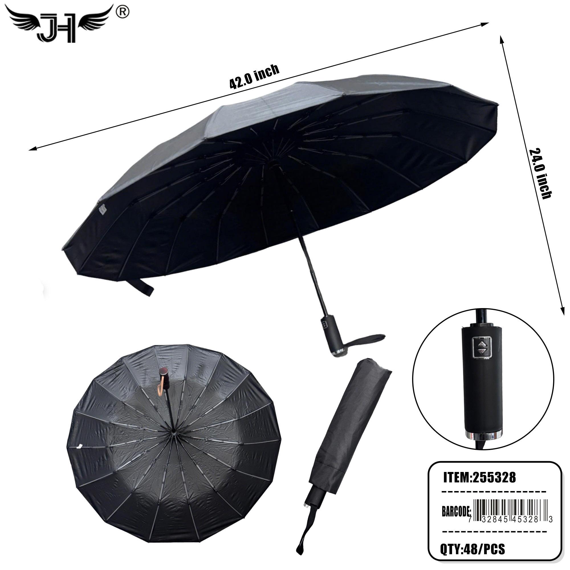 UMBRELLA - J HANDLE LONG BLACK AUTO 23" 12PC/4BX/48PC/CS image