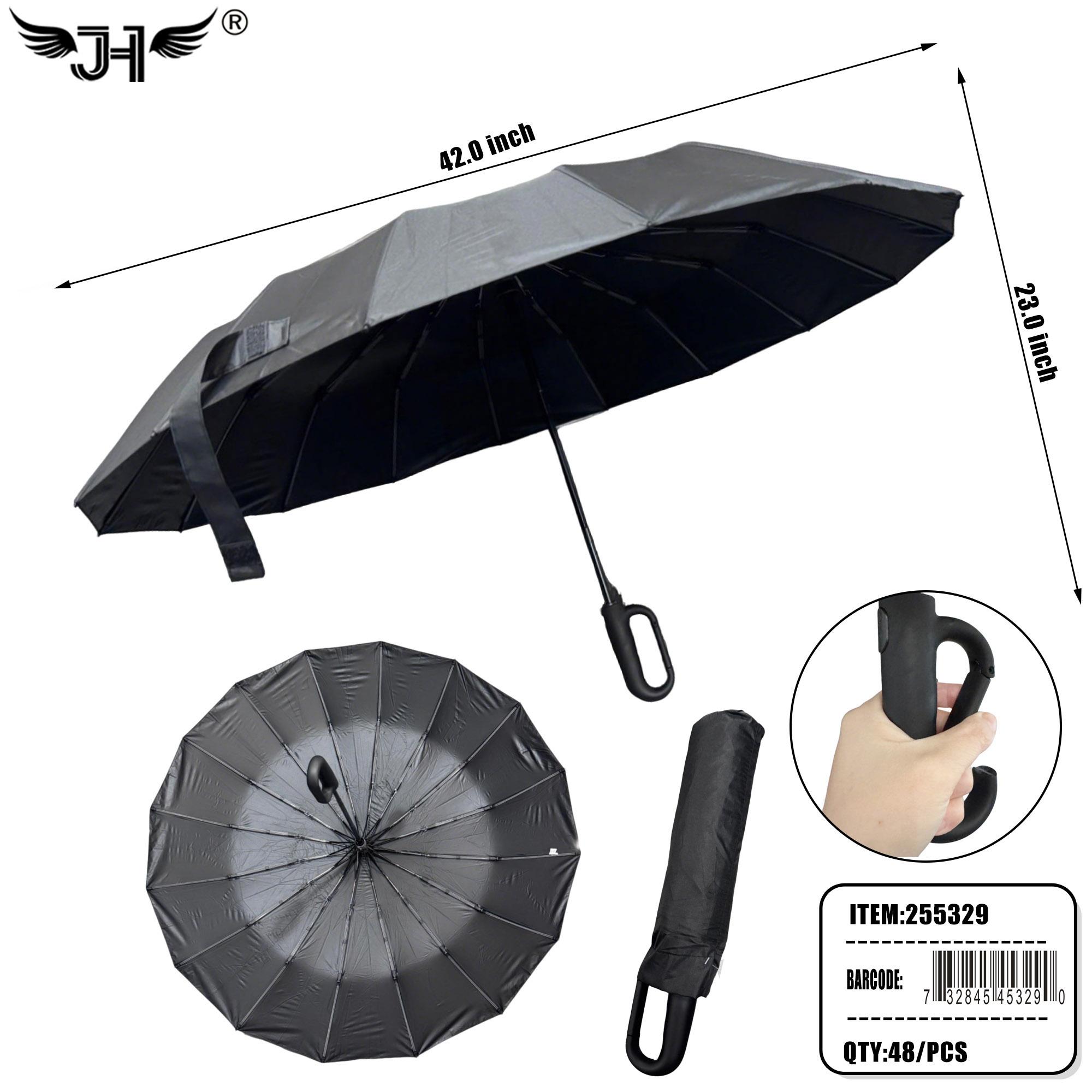 UMBRELLA - J HANDLE LONG BLACK AUTO 23" 12PC/4BX/48PC/CS (255329) image