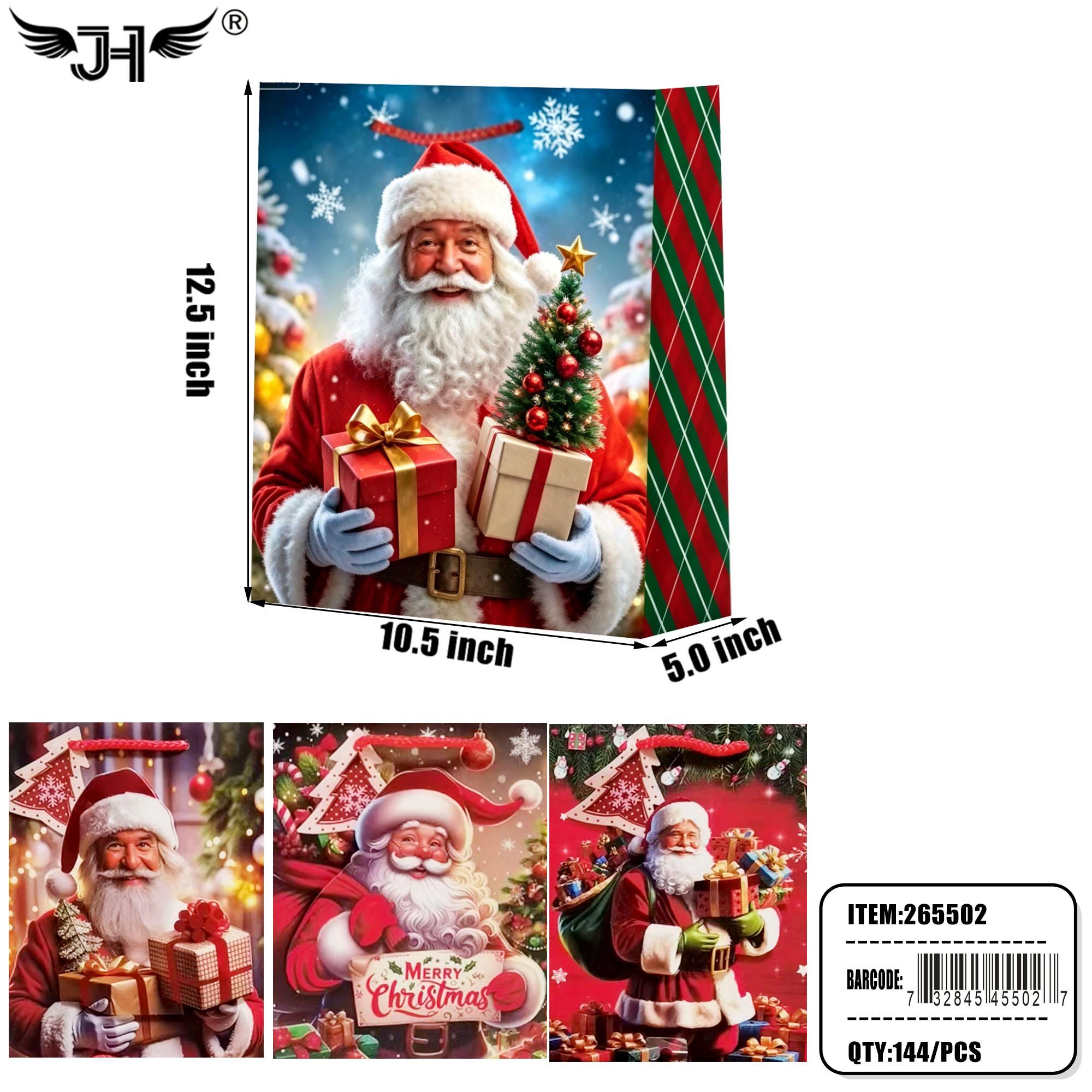 CHRISTMAS GIFT BAG - #3 SIZE M 12.5"X10" X5" SANTA 12DZ/CS image