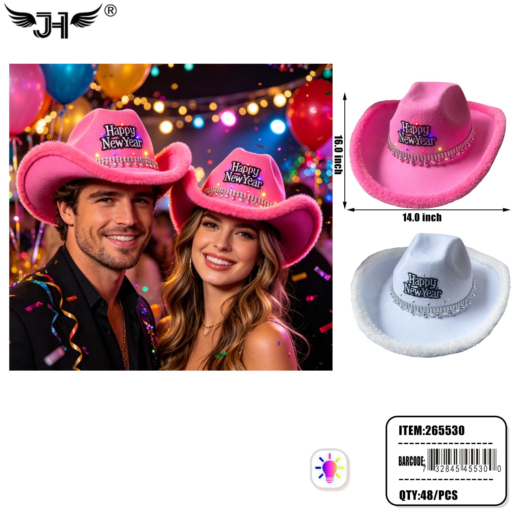 NEW YEAR HAT- LIGHT UP COWBOW HAT 2 COLOR MIX 2DZ/2BX/4DZ/CS image