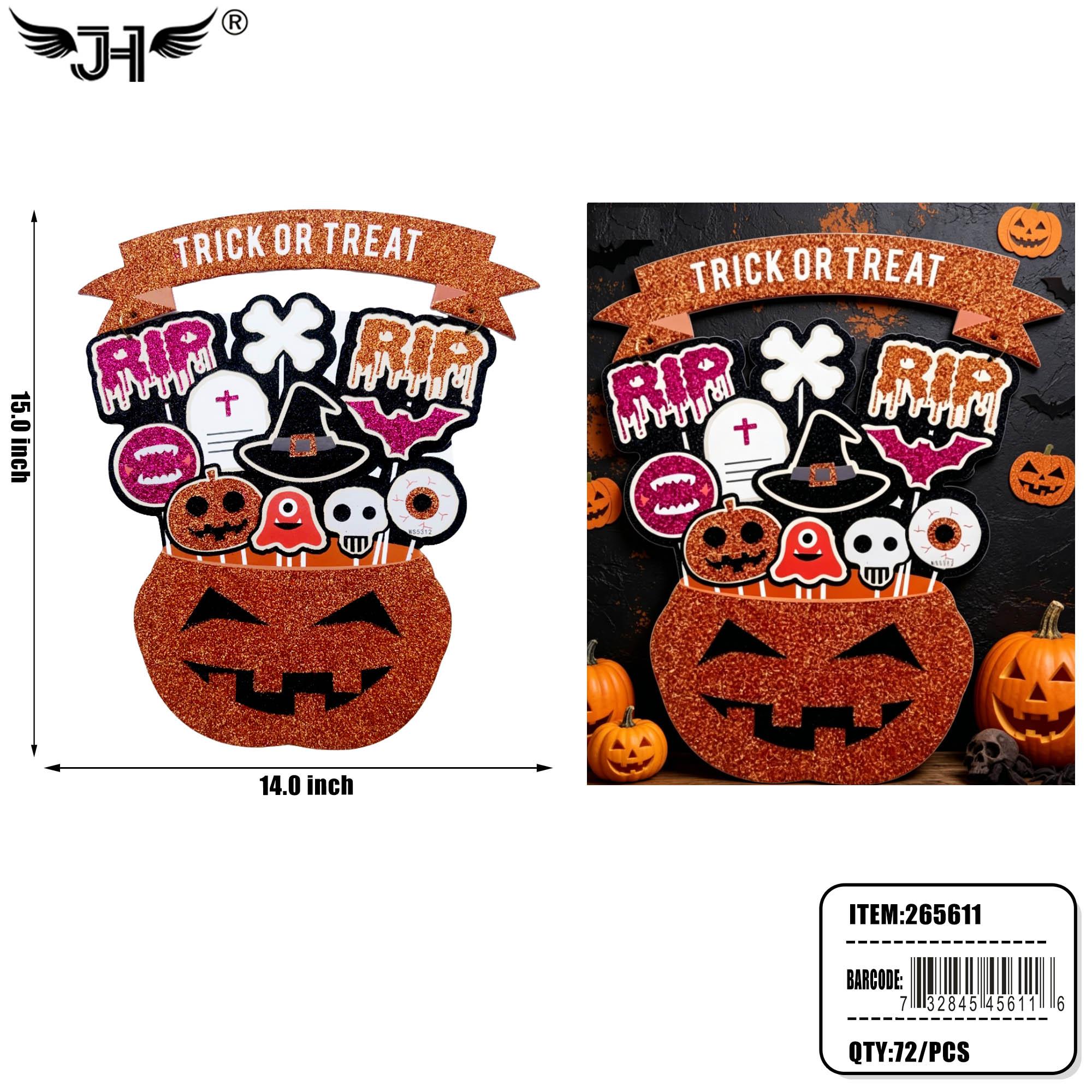 HALLOWEEN DECORATION - PUMPKIN TRICK OR TREAT 6DZ/CS image