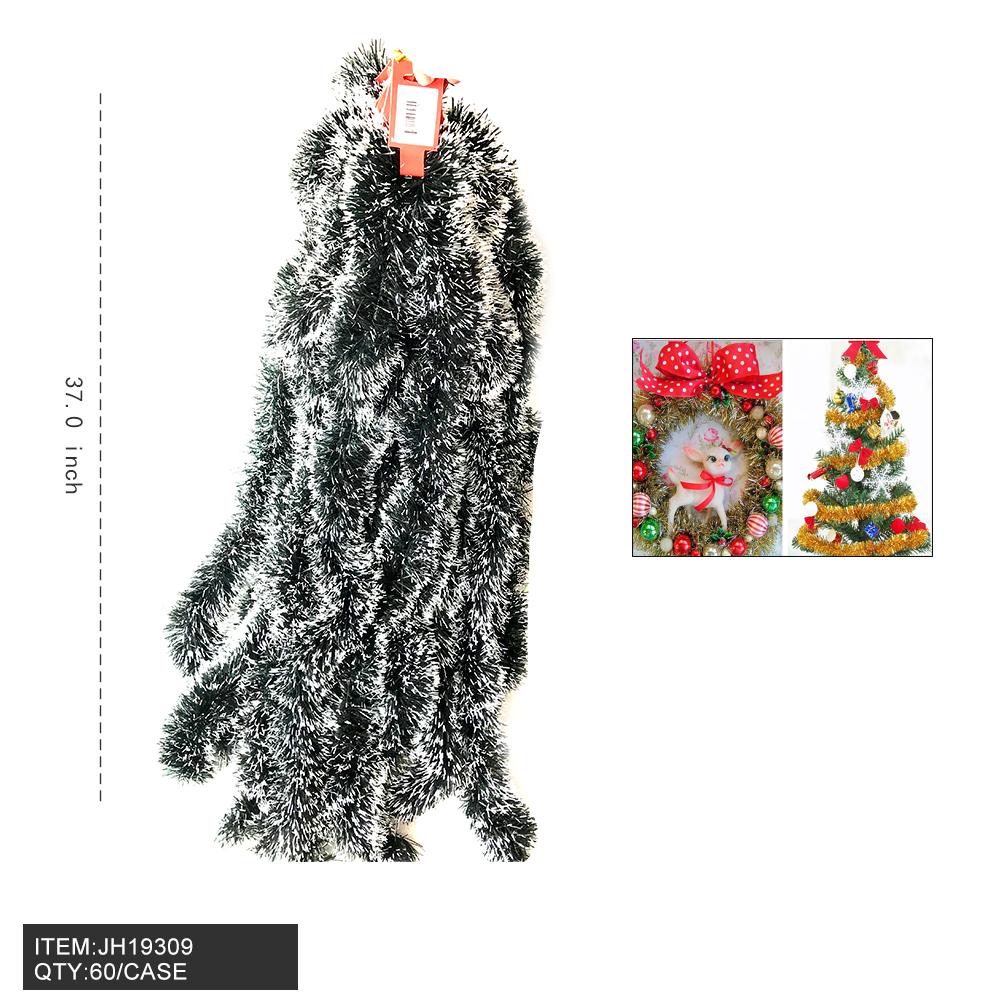 GARLAND - TINSEL SNOW GREEN (6PC) 37INCH 10PK/CS image