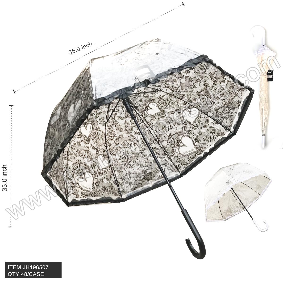 UMBRELLA - J HANDLE STICK LONG CLEAR LACE 12PC/4BX/48PC/CS image