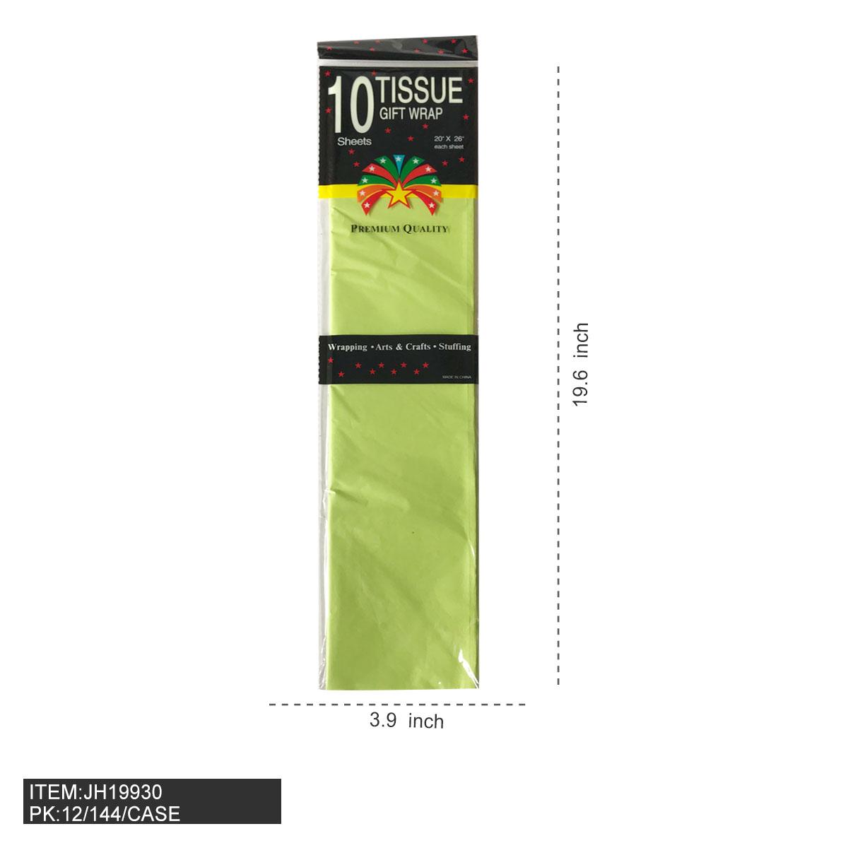 TISSUE PAPER - LIGHT GREEN 10CT (12PK) 12DZ/CS