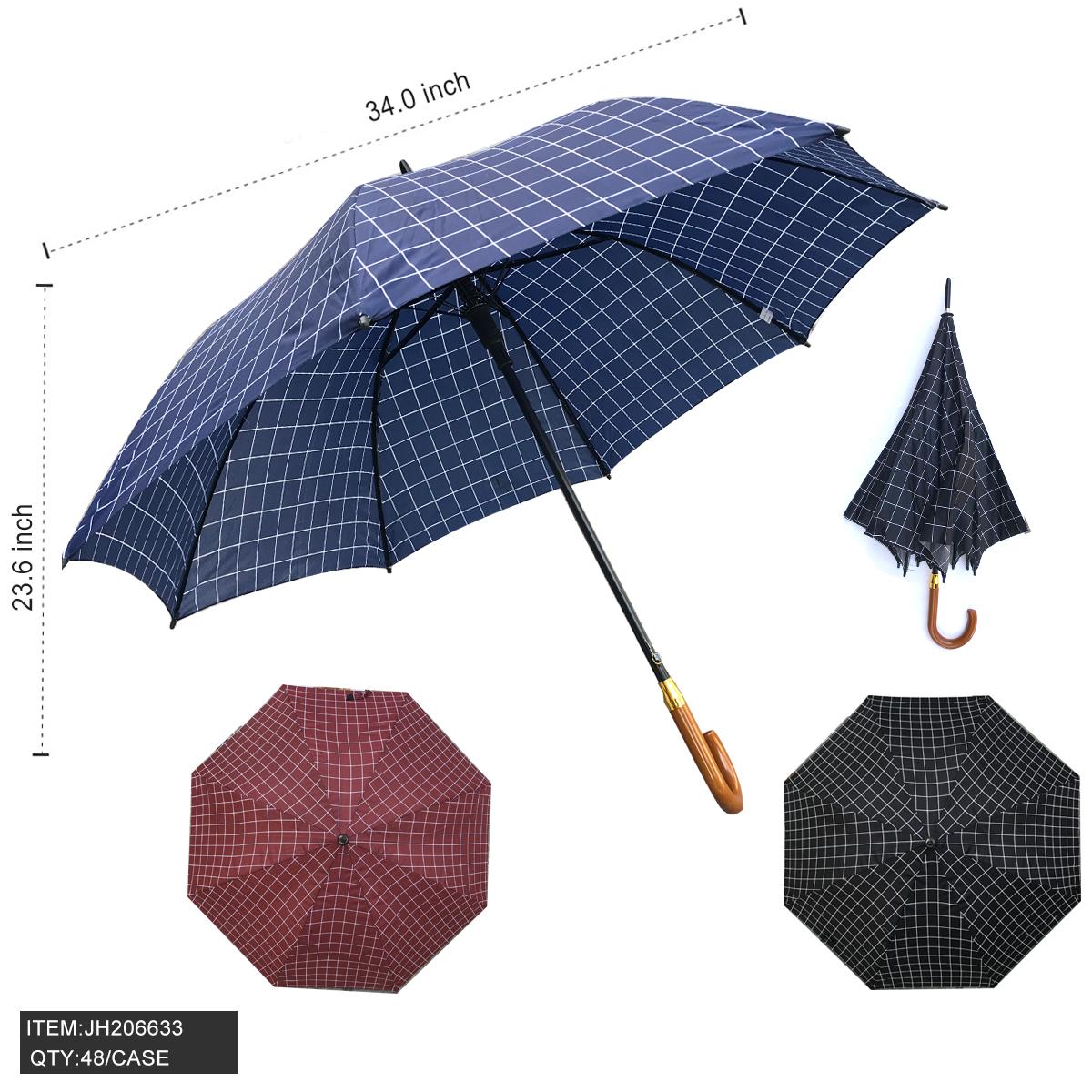 UMBRELLA - J HANDLE LONG DOUBLE 3 ASST 34"48PC/CS