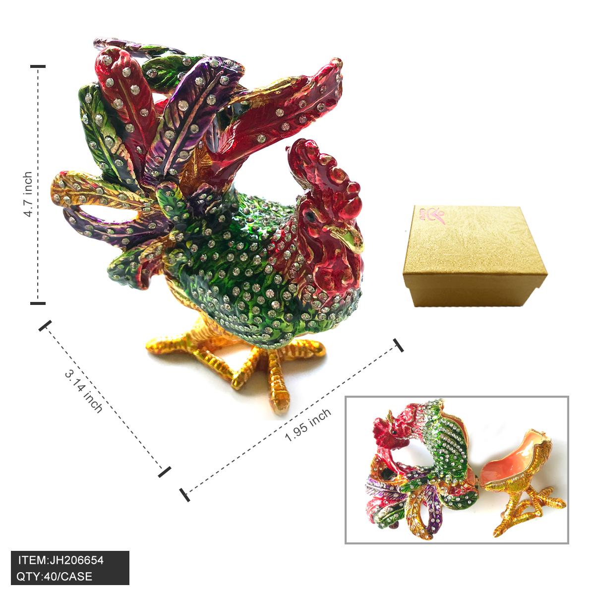 METAL JEWELRY BOX - COCK ALLOY 10PC/4BX/40PC/CS image