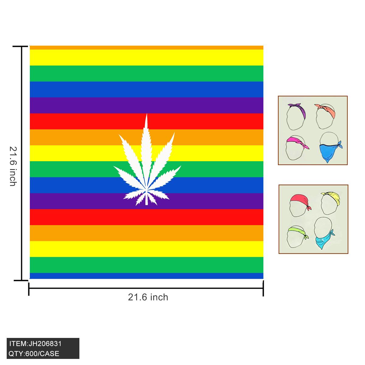 RAINBOW BANDANA - LEAF RAINBOW 21.6" x21.6" 50DZ/CS image