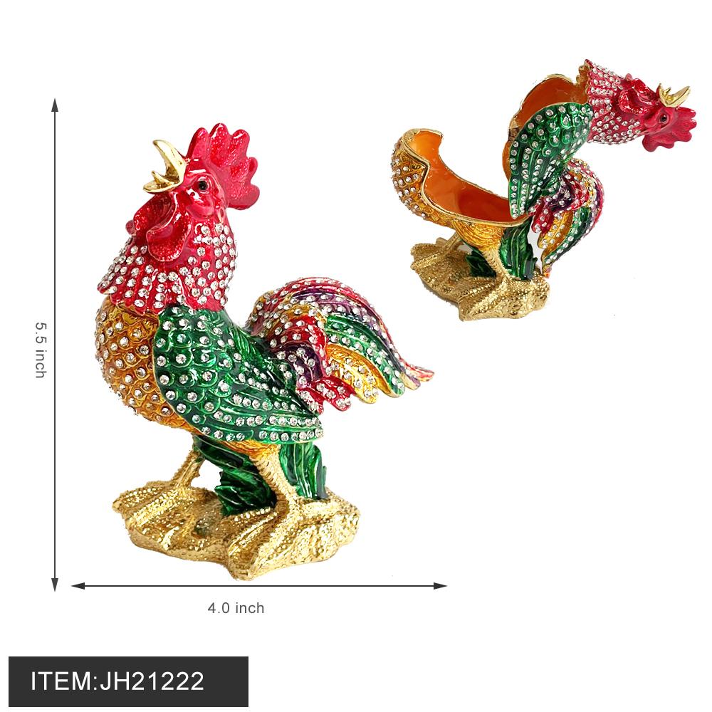 METAL JEWELRY BOX - DIAMOND EMBRAMED ROOSTER 10PC/4BX/40PC/C image