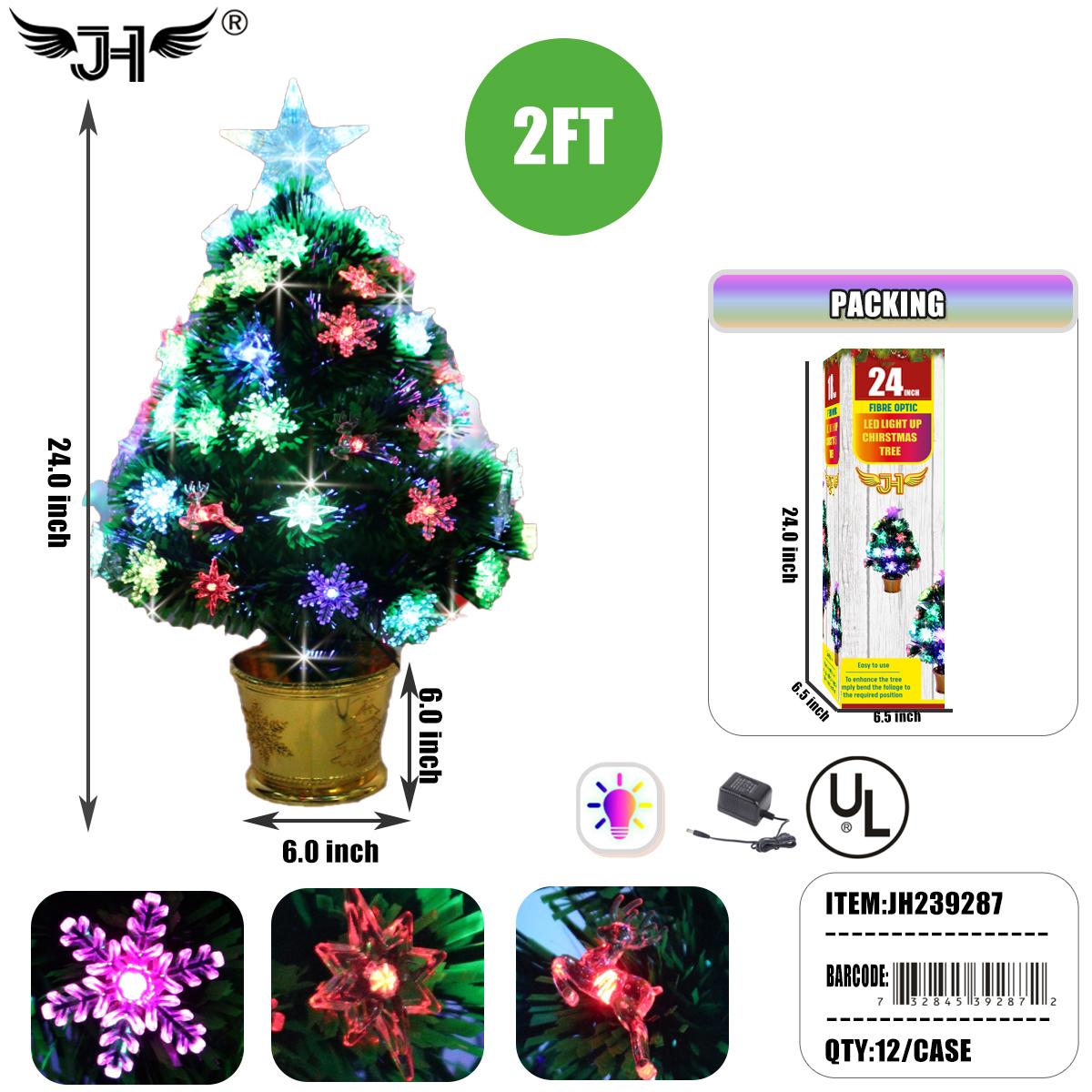 LED CHRISTMAS TREE - 2FT GREEN MULTI COLOR GOLD 12PC/CS image
