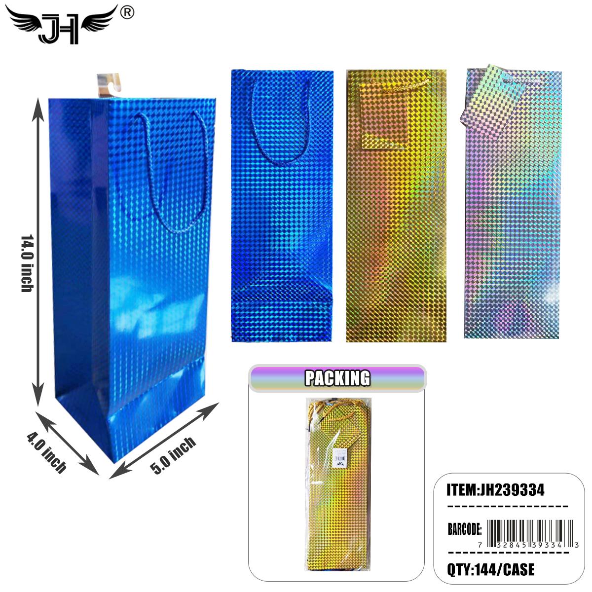 WINE BAG - HOLOGRAM 4 COLOR MIX 14"X4"X5" 12DZ/CS image