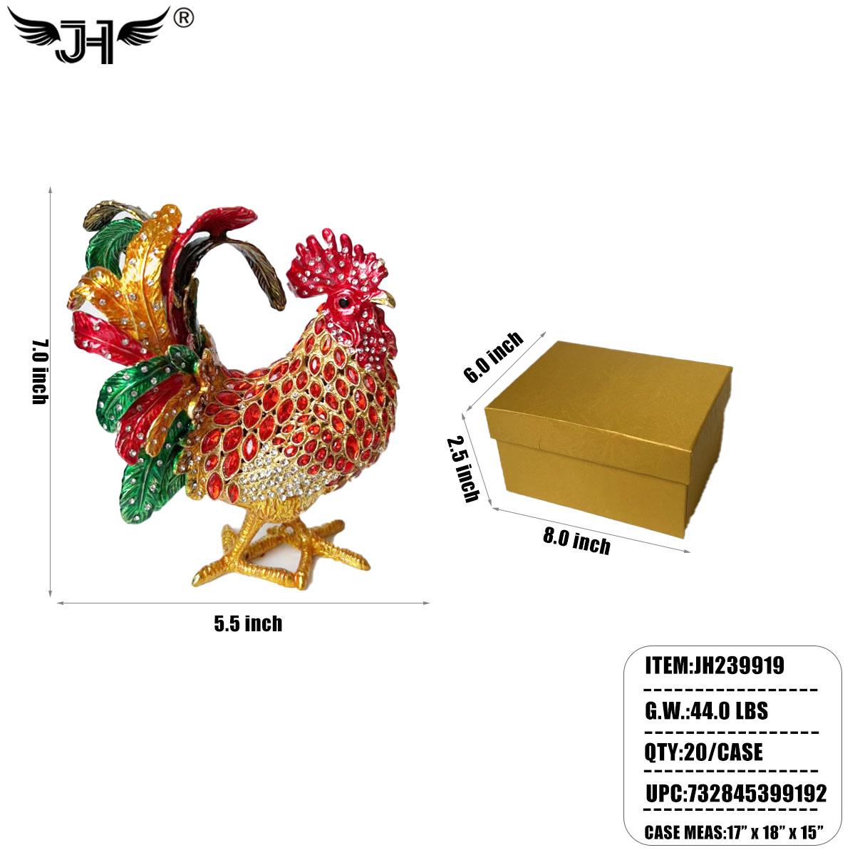 METAL JEWELRY BOX - ROOSTER 20PC/CS