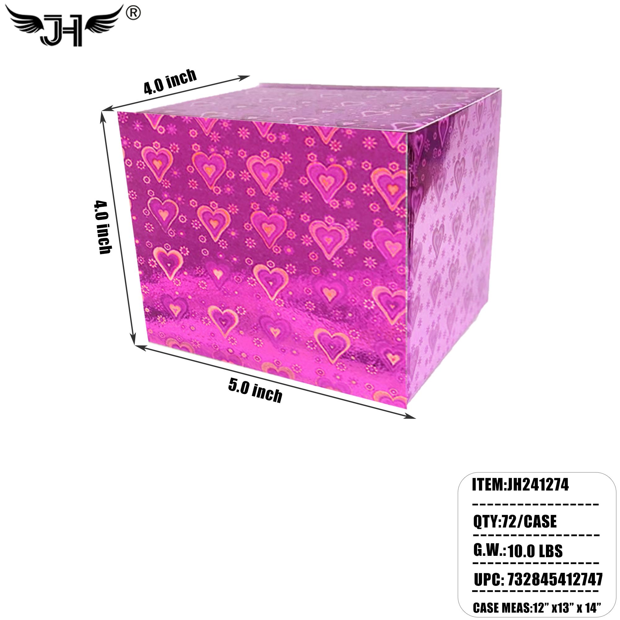 WRAPPING BOX - S SIZE 5"X4"X4" PINK HOLOGRAM 6DZ/CS image
