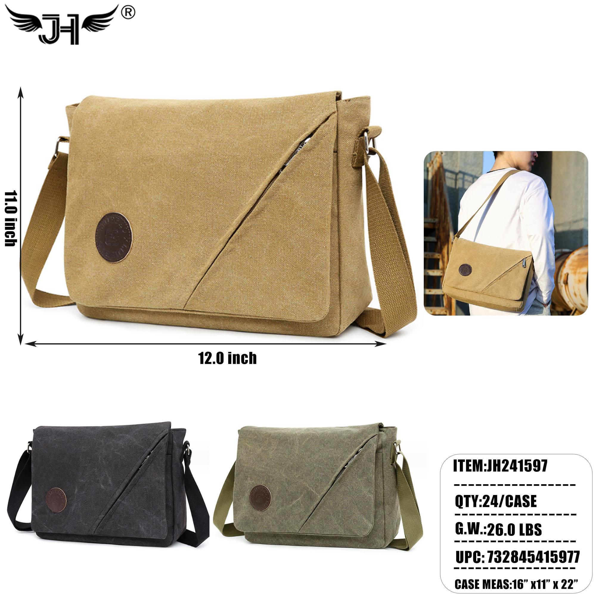 MESSENGER BAG - 12" SOLID COLOR 3 COLOR ASST 12PC/24PC/CS (JH241597)